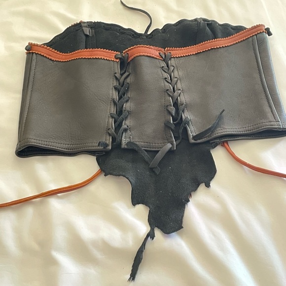 Soft Leather Hand made Adjustable brown and black corset - Picture 2 of 2